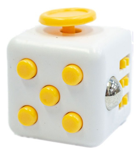 Cubo Relajante Antiestres Blanco Con Amarillo Fidget Cube