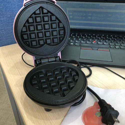 Mini Máquina Gofres Forma Corazón Con Aislamiento Electrico