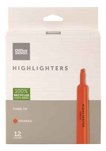 Office Depot Chisel-tip 100 % Plástico Reciclado, Naranja De