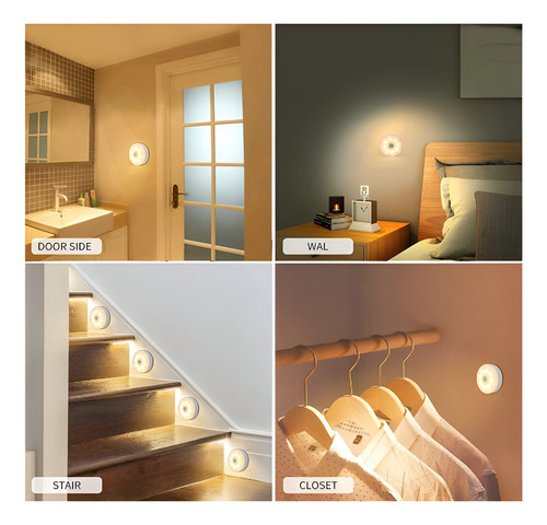 Sensor Movimiento Luz Nocturna Led Recarga Usb Luz Calida