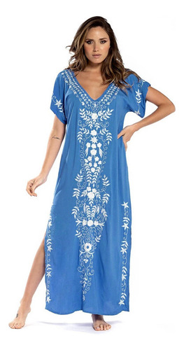 Blusa Kaftan Bordada Mujer