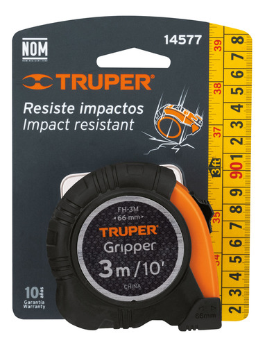 Flexómetro Gripper Contra Impactos 3 M Cinta 13 Mm, Truper
