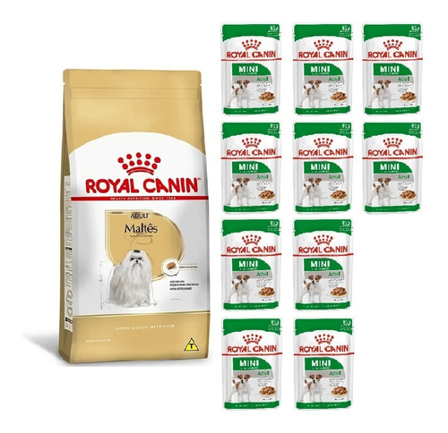 Kit Ração Maltes Adult 1kg E 10 Sachês Mini Royal Canin
