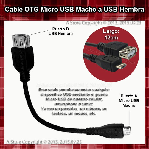 Cable Otg Micro Usb Macho A Usb Hembra