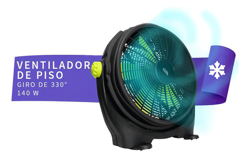 Ventilador De Piso Iusa127v Con Tres Velocidades Color Negro