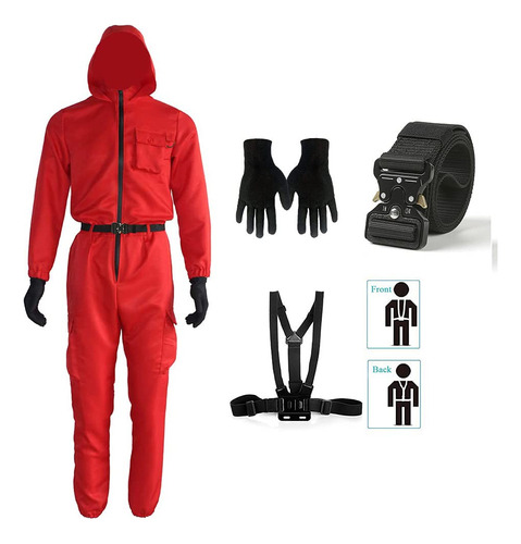 Overol Rojo Para Hombre, Disfraz De Cosplay, Traje Rojo Para