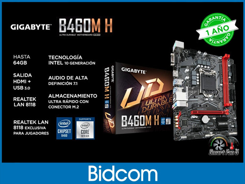Motherboard Intel Gigabyte Ga B460m H Lga 1200 B460 Hdmi Vga