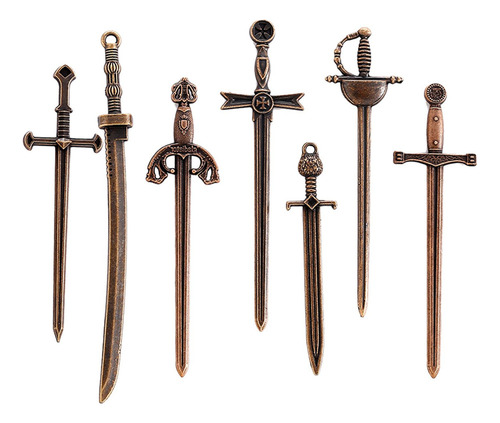 Nuevo 7 Piezas Mini Colgantes De Espada Antigua, Dijes