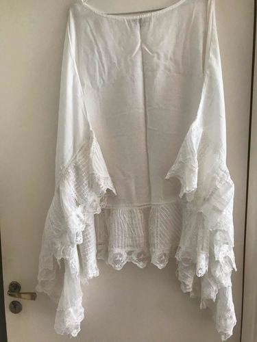 Blusa Poncho Blanca Puntill Antica Sartoria. Positano Italia