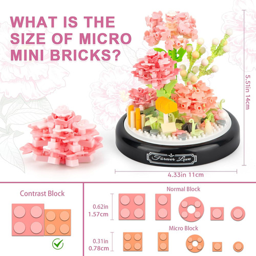 Bloques De Flores Artificiales Para Armar Compatible 624pcs.