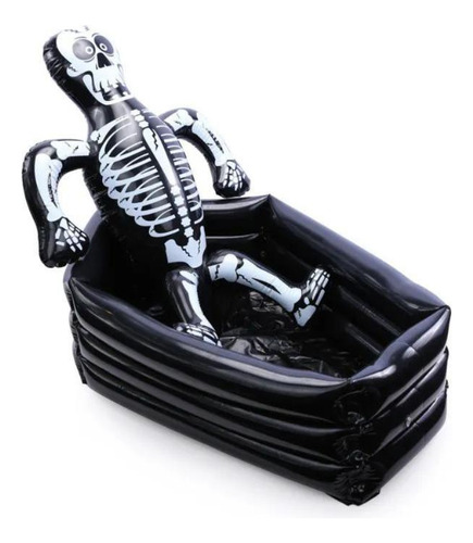Decoração Halloween Cooler Inflável Esqueleto No Caixão Doce