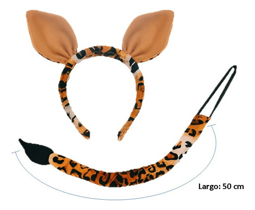 Diadema Y Cola De Animales Disfraz Primavera 2 Pzas Tigre