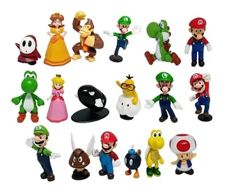 18 Mario Bros - Mini Boneco De Brinquedo Yoshi Luigi Toad Do