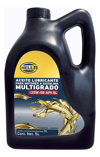 Aceite Motor 20w50 Mineral Multigrado Api Sl 5 Litros Hella