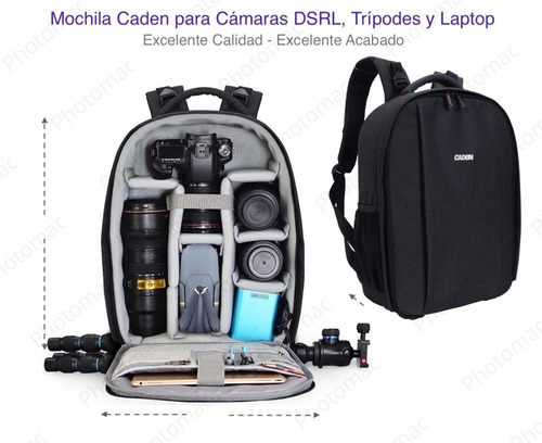 Mochila Caden D10 Camaras Dsrl, Tripodes, Lentes Y Laptop