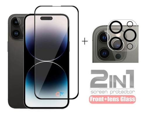 Imagen 2 de 7 de Protector Pantalla Camara Vidrio Templado iPhone 14 Pro, Max
