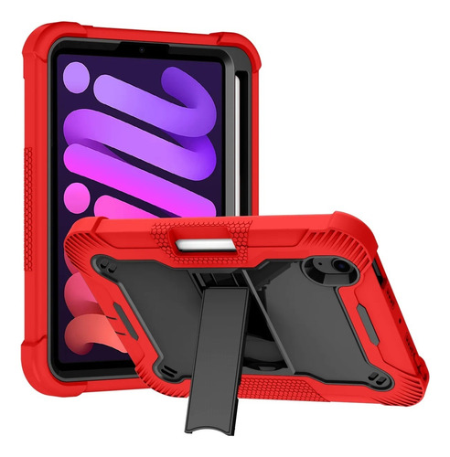 Funda Anti Golpe P/ Ipad Mini 6/7 A17 Pro 8.3'' A2567 A2993 Negro/rojo