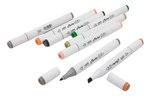 Marcador Rotulador Doble Punta Lanke Marker Valija Pack X24