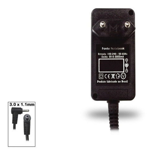 Carregador Para Notebook Positivo Stilo One Xc3550 5v 3a 15w