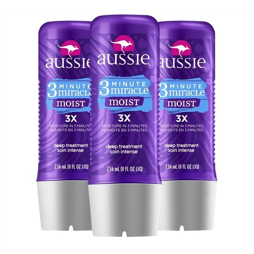 Kit C/3 Tratamento Aussie Moist 3 Minutos Miraculosos 236ml