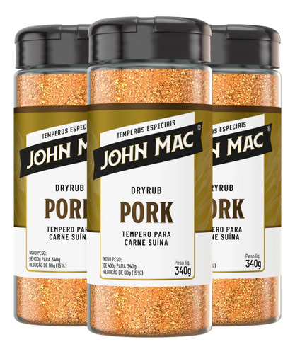 Tempero Carne Suina Dry Rub John Mac Pork 340g (3 Unidades)