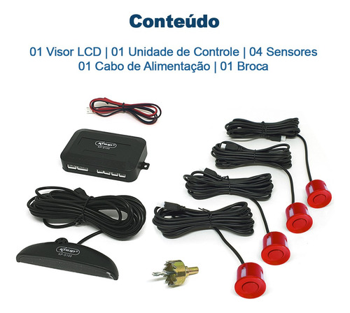 Retrovisor Com Tela + Câmera + Sensor Ré Vermelho Fox 2009