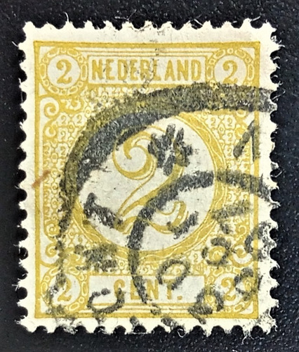 Países Bajos, Yv 32 Numeral 2c Amar Oliva 1876 Usado L17460
