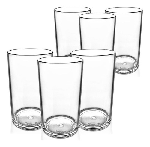 Kit 6 Copos Big Drink 380 Ml Krystalon Incolor Em Acrílico