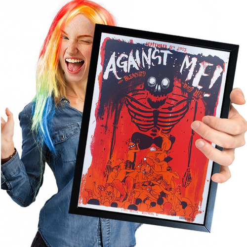 Poster Quadro Com Moldura Against Me 08 A4 30x21cm