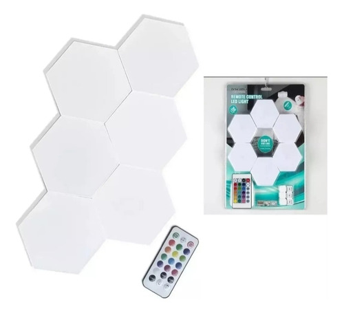 Set Lampara De 6 Luces Hexagonales Led Colores Con Control