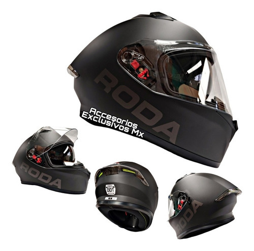 Casco Integral Roda Course Gafas Internas Certificado Dot Color Negro matte Tamaño del casco XL