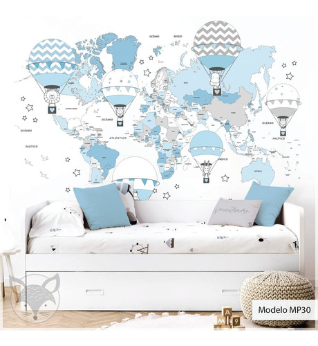 Vinilos Infantiles Mapamundi Mapa Nordico Mp30c 150x100 Cm