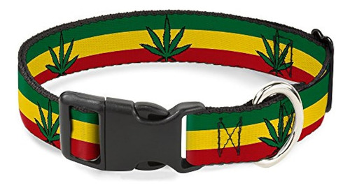Collar De Clip De Plástico - Marijuana Leaf Repeat Rasta - N