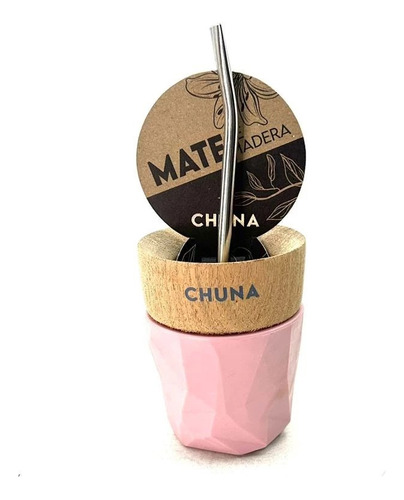 Mate Chuna Aura Madera Y Silicona Rosa