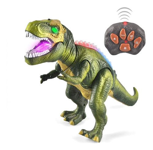 Juguete Dinosaurio Con Luces Y Sonidos Con Control Remoto 