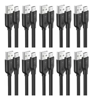 Paquete 10 Piezas Cable Usb V8 1m 2.1a Carga Rapida 1hora