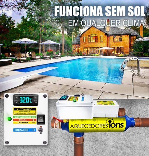 Aquecedor De Piscina 40 Mil Litros 10kw Ionizador Tratamento