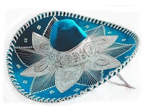 Sombrero Mariachi Azul Claro Y Blanco