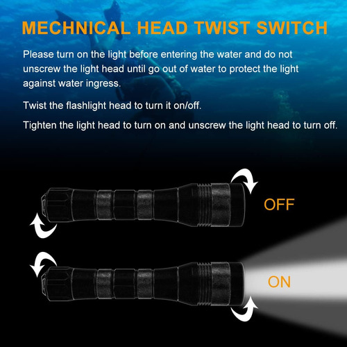 Linterna De Buceo Led Xm-l2 De 1000 Lúmenes Impermeable Hast