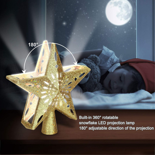 Estrella Dorada Led Giratoria Para Árbol De Navidad Decoraci
