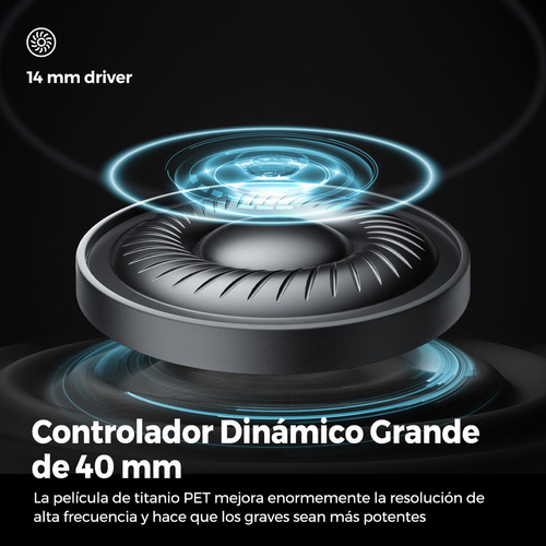 Audífonos Soundpeats Space Inalámbricos (anc, De Diadema) Color Negro Luz Negro