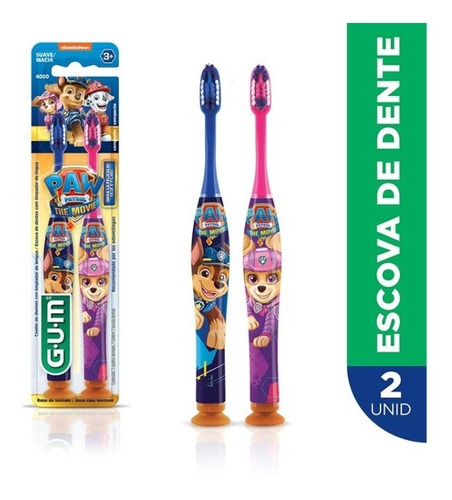 Kit 2u Escova Dental Infantil Patrulha Canina Gum Macia 