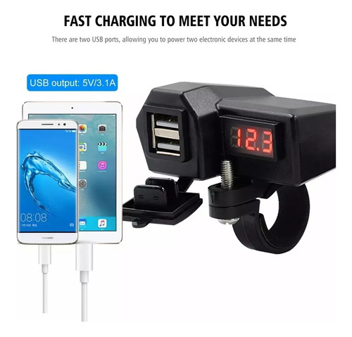 Cargador Celular Premium Usb Con Pantalla De Voltaje Moto