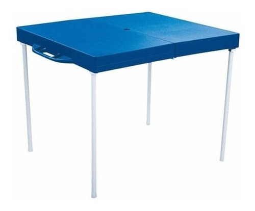 Mesa Practica Plegable Mor Con 4 Banquetas Fácil De Armar Color Azul