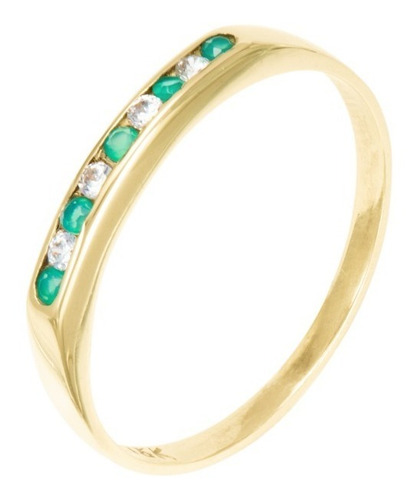 Imagen 1 de 1 de Anillo Oro 9 K Medio Sin Fin Con Crisopacio Y Zirconias