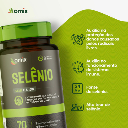 Selênio 70 cápsulas Omix sabor sem sabor