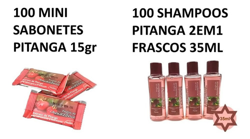 Kit Mini Sabonetes+shampoos Pitanga Pousadas,airbnb,hotéis