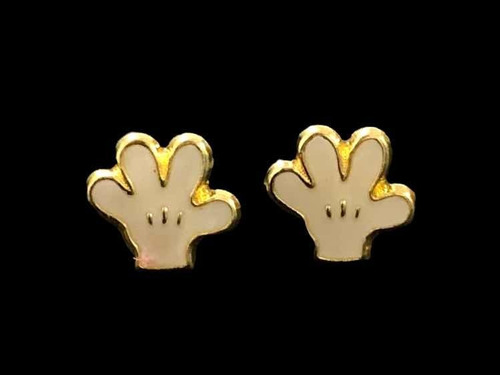 Aretes Manos Micke Mouse Oro 10 Kilates Niña Dama
