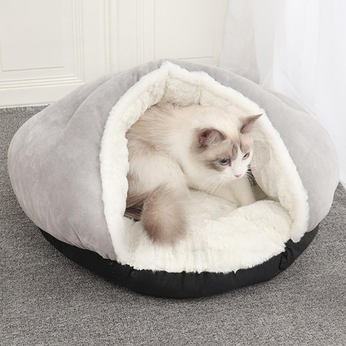 Mascota Gato Cama For Dormir Lindo Invierno Suave Gris