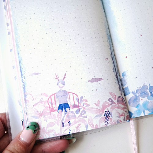 Cuaderno Kawaii Con Funda Transparente Microcosmos A6 Rosa